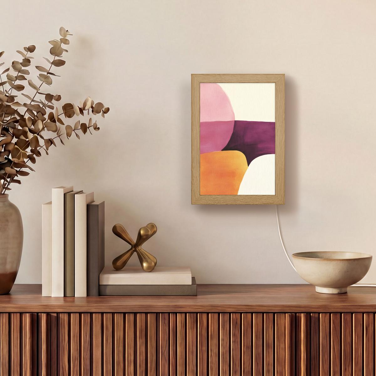 WANDLEUCHTE Formen - Abstrakt - Farbenfroh 15x20 cm - Rosa, Holzwerkstoff (15/20/8cm) - OnlyWow