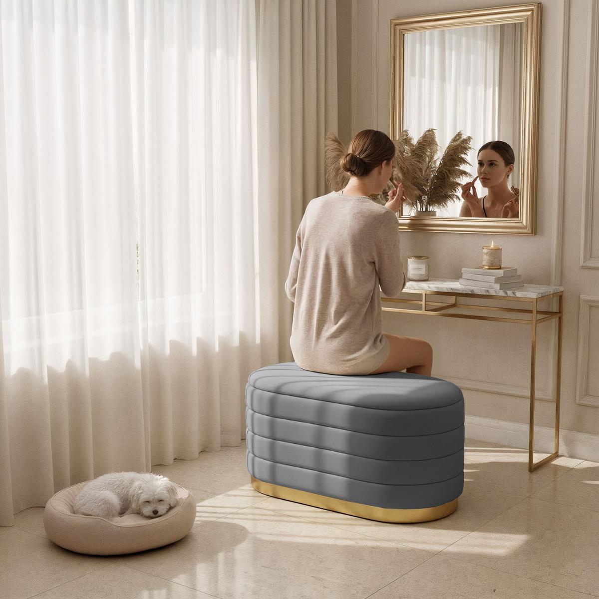 POLSTERBANK mi Stauraum Graphit - Grau, Textil (80/42/42cm) - RAUMHIRSCH FURNITURE
