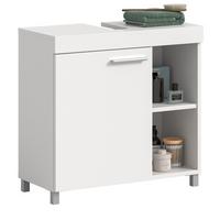 WASCHBECKENUNTERSCHRANK weiß 65 cm, Unterschrank 1-türig - Silberfarben/Weiß, Holzwerkstoff/Kunststoff (65/63/31cm) - Inn.Furn