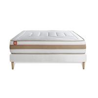 BETT Le Tendre Taschenfederkern und Memory-Schaum 160 x 200 cm h1 - Kit Bettgestell Weiß - Beige/Weiß, Karton/Holz (160/200cm) - Marmottes & Co