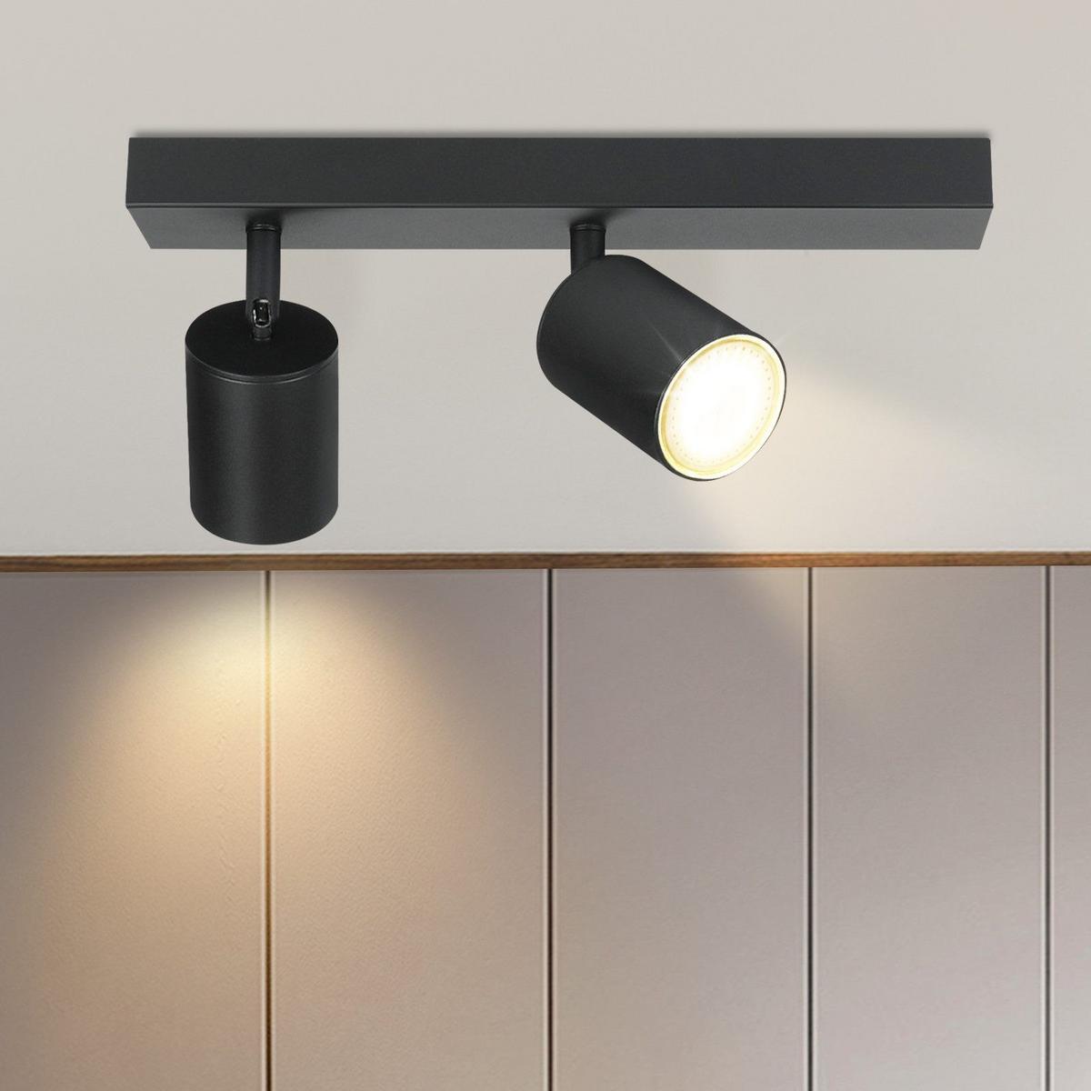 DECKENSTRAHLER Glanz 2-flammig 30/6/10 cm - Schwarz, Metall (30/6/10cm) - Nettlife