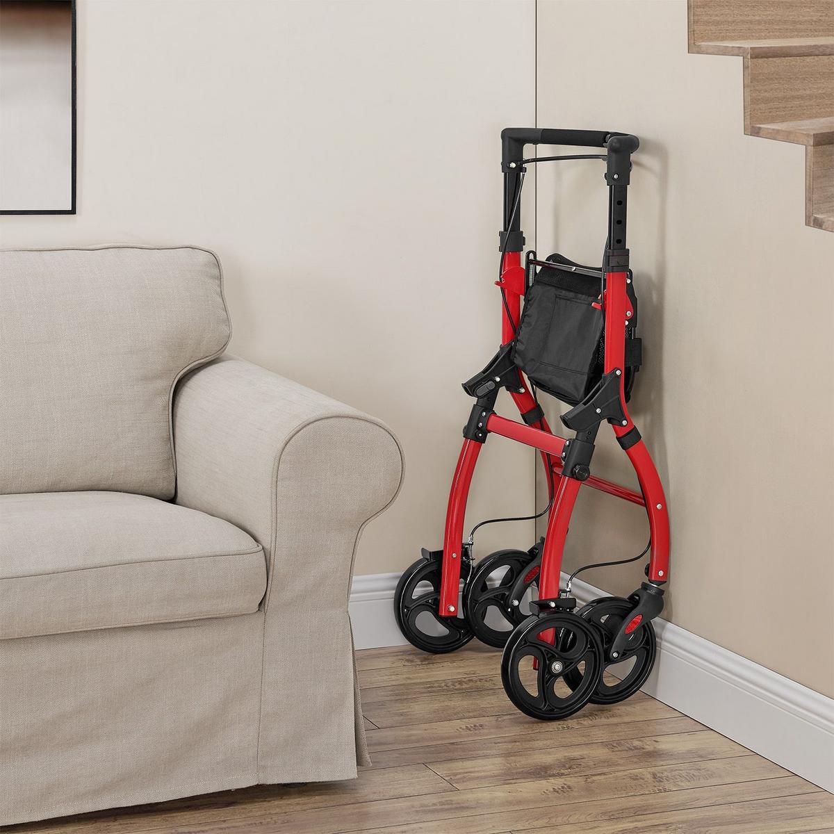 WOHNUNGSROLLATOR Aktiv rot mit Transporttasche - Rot, Metall (66/90/56cm) - Juskys