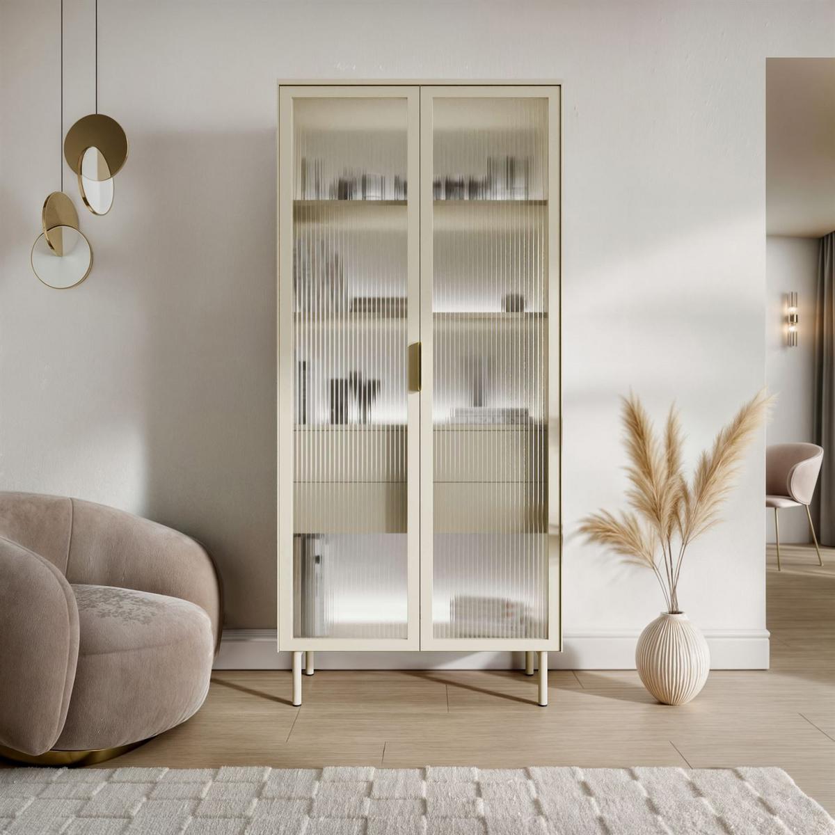 VITRINE LINEA mit LED-Beleuchtung Kaschmir - Kaschmir, Holzwerkstoff (82/195/39cm) - Lookway