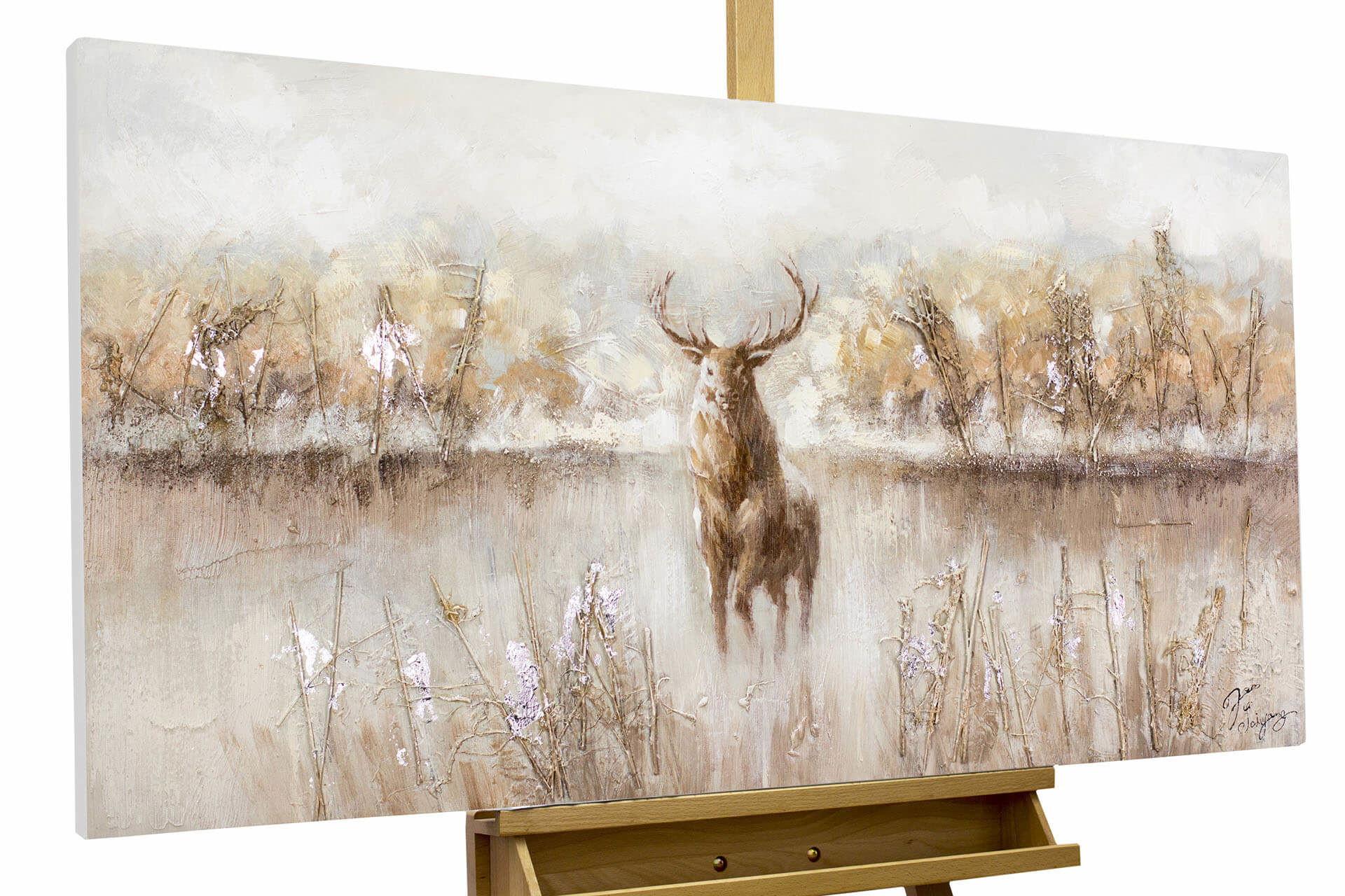 ACRYLBILD HANDGEMALT 120/60 cm - Beige/Braun, Holz/Textil (120/60cm) - KUNSTLOFT