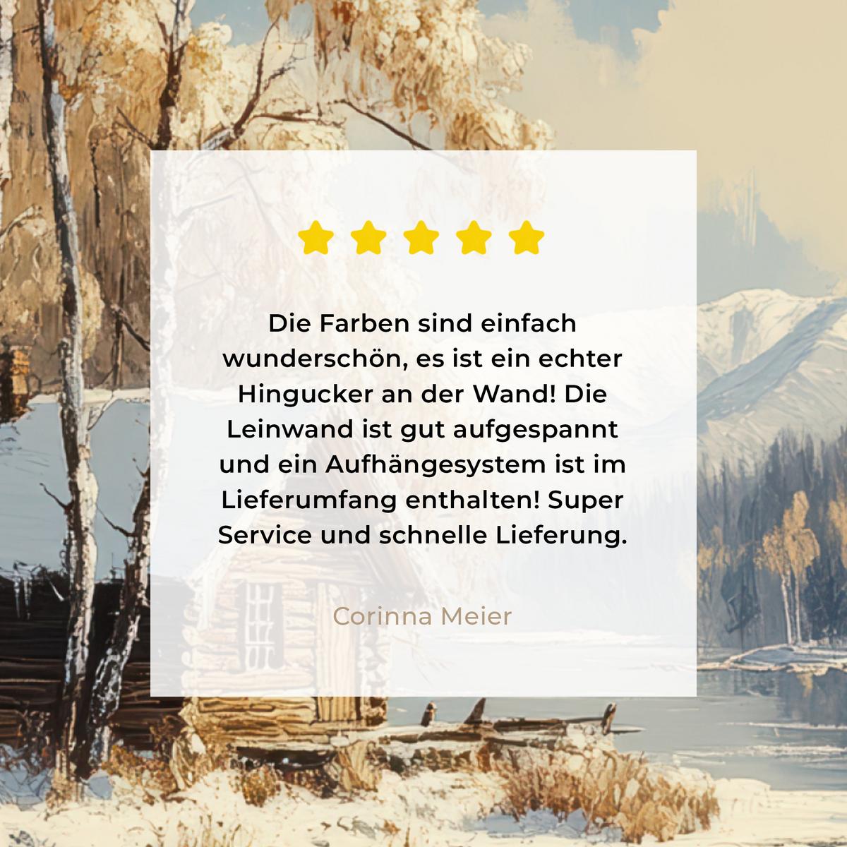 LEINWANDBILD Winter - Schnee - Zuhause - Natur Deko Groß 90x90 cm - Hellbraun, Textil (90/90cm) - MuchoWow