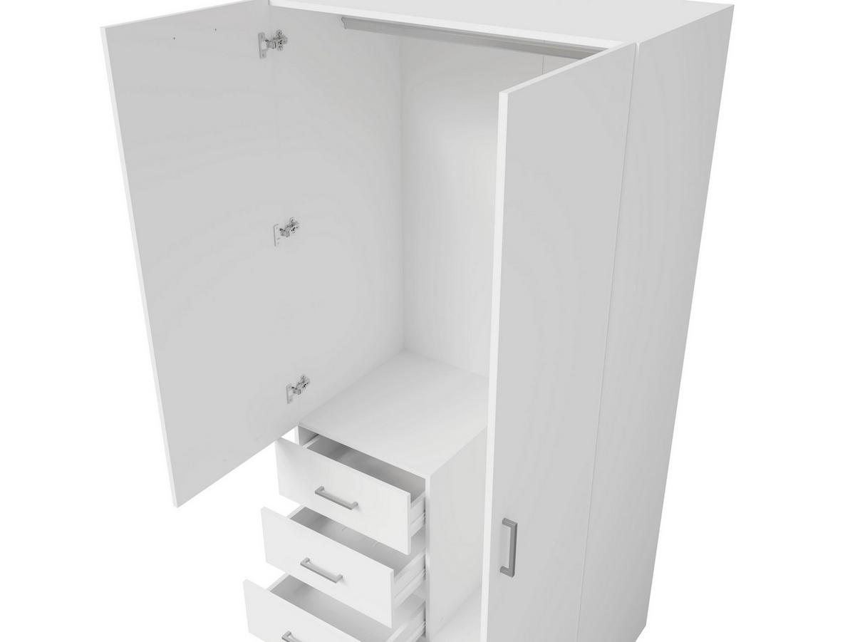 DREHTÜRENSCHRANK NEVARIS 101/200,5/58cm 2-türig mit Spiegel Weiß - Weiß, Holzwerkstoff (101/200.5/58cm) - MASSENO