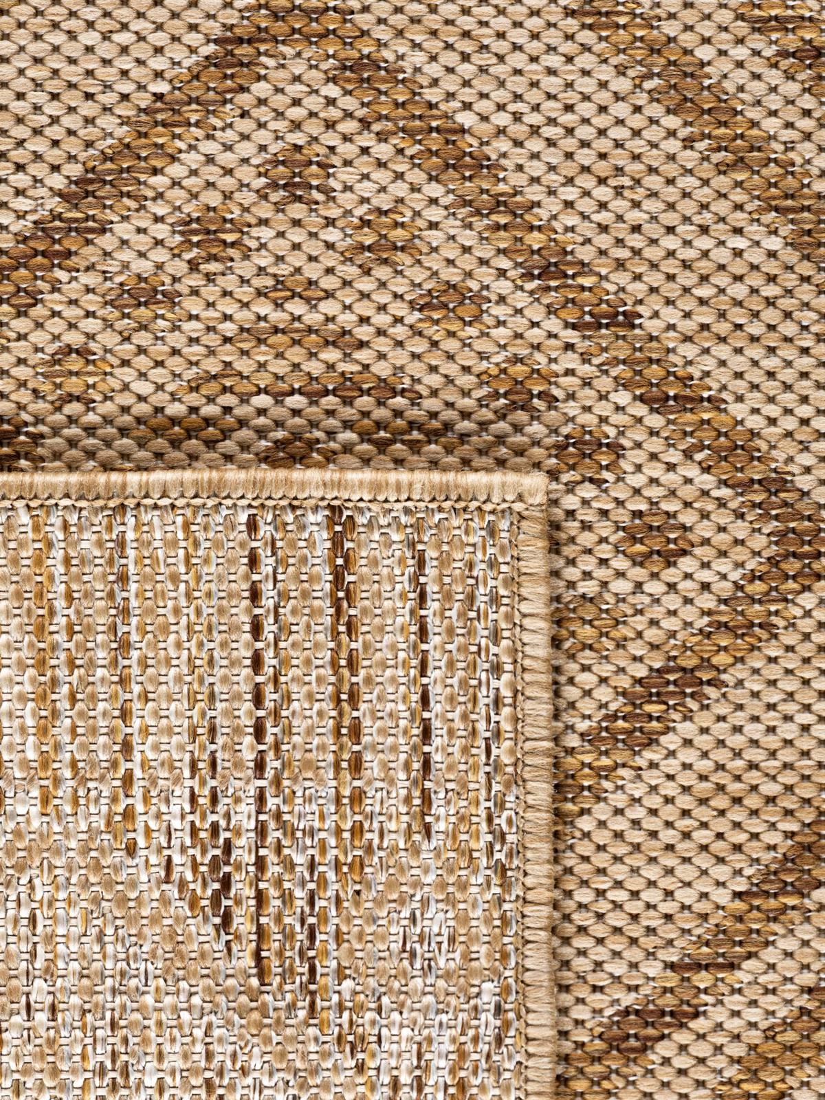 TEPPICH Flachgewebe, Outdoor, Fußbodenheizung-geeignet, mit Rautenmuster, VIGOLENO in Beige-Braun, Ø 160 cm - Beige, Textil (160/160cm) - KADIMA DESIGN