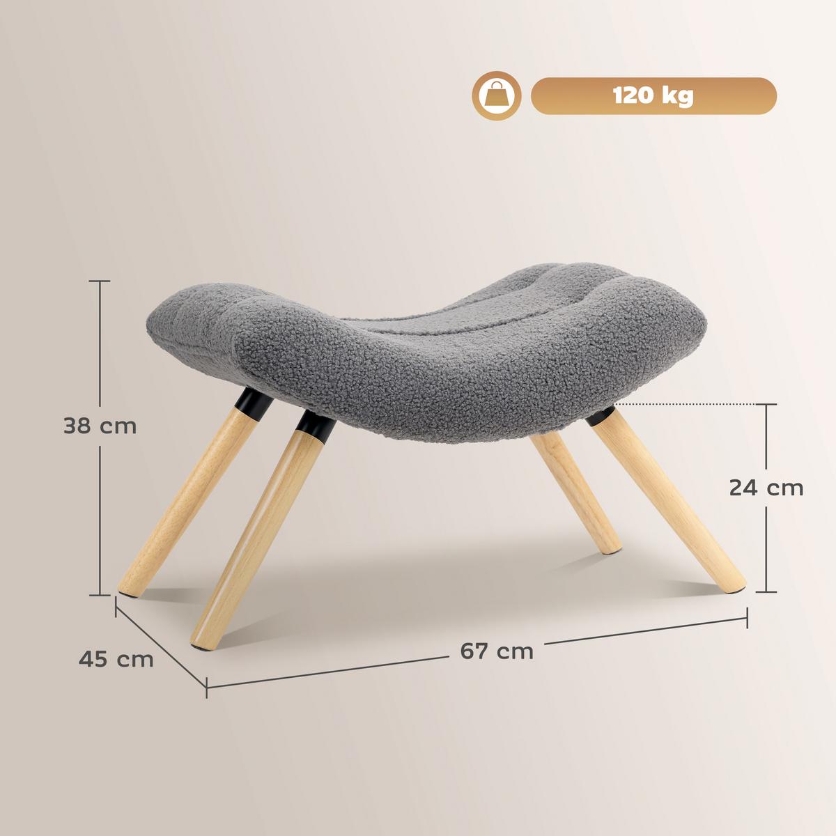 SITZHOCKER, Fußhocker, Polsterhocker, Fußstütze bis 120 kg belastbar Dunkelgrau - Dunkelgrau, Kunststoff (45/38/67cm) - HOMCOM