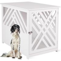 HUNDEKÄFIG aus Holz für Zuhause, mit Beistelltisch, Indoor 90x60 cm - Weiß, Holz (91/74/60cm) - WONDERMAKE