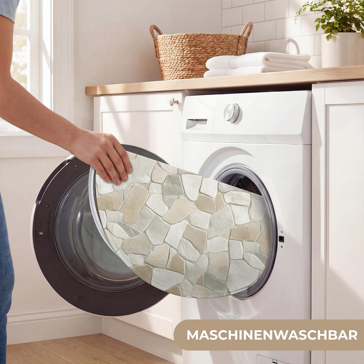 WC-VORLEGER Mosaik - Steine - Beige Toilettenteppich 70x70 cm - Beige, Textil (70/1cm) - OnlyWow