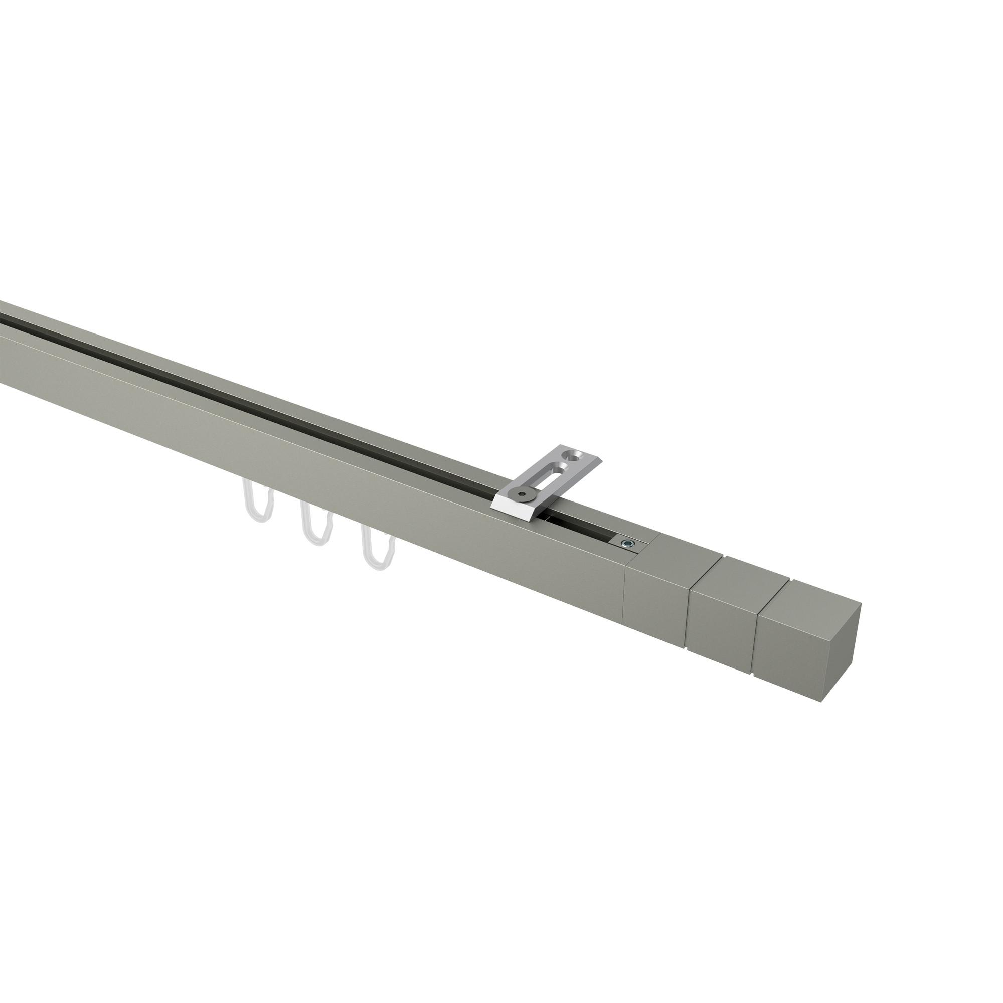 GARDINENSTANGE INNENLAUF Quadline Cubes 300 cm (geteilt in 3 x 100 cm), 1-läufig, 20x20 mm Satin-Silber - Silberfarben, Metall (300cm) - INTERDECO