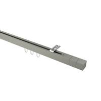 GARDINENSTANGE INNENLAUF Quadline Cubes 180 cm, 1-läufig, 20x20 mm Satin-Silber - Silberfarben, Metall (180cm) - INTERDECO
