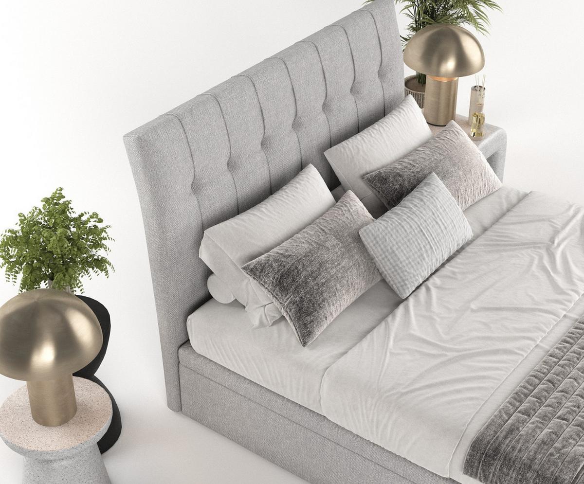 POLSTERBETT Kelsea mit Stauraum 120/200 cm Grau im Megan Stoff - Schwarz/Grau, Holz/Holzwerkstoff (120/200cm) - AltaBeds