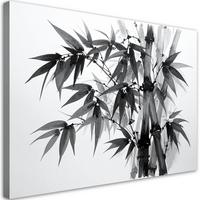 LEINWANDBILD Bambusblätter schwarz-weiß 120x80cm - Schwarz, Textil (120/80cm) - Feeby
