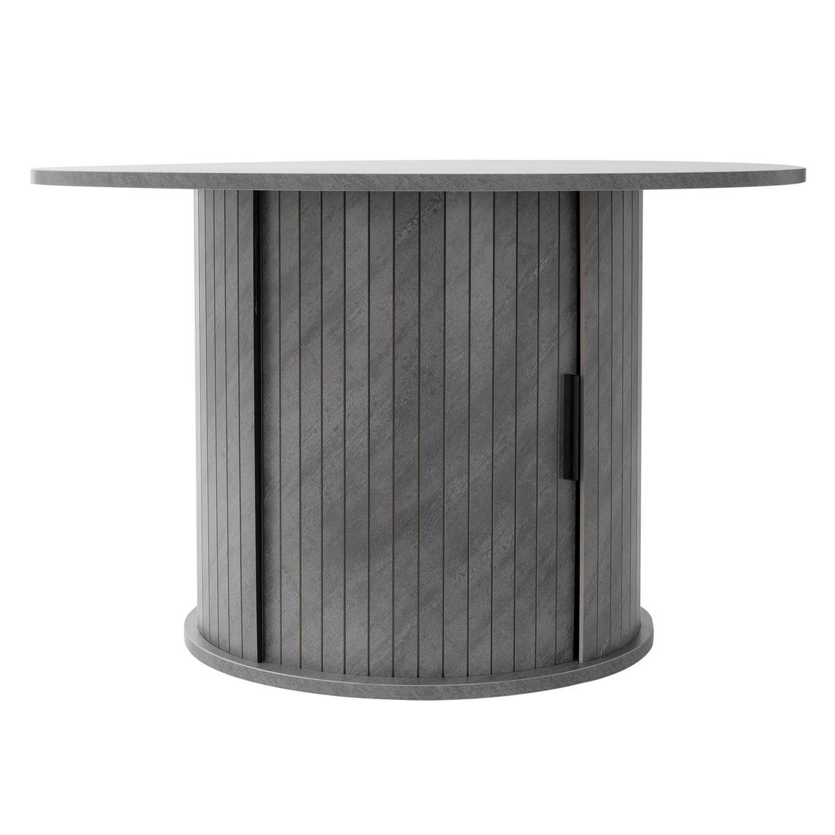 COUCHTISCH mit Schiebetür und Stauraum rund Ø80x50 cm Beton-Optik Grau - Grau, Holz (80/80/50cm) - ML-DESIGN