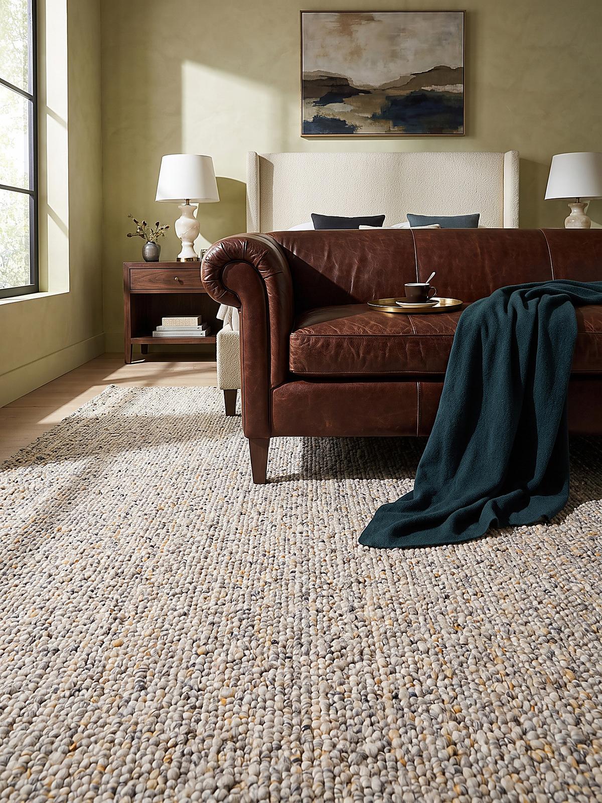 KURZFLORTEPPICH handgewebt GLAVEN, Bouclé-Struktur, Gelb-Grau, 120 x 170 cm - Gelb, Textil (120/170cm) - KADIMA DESIGN
