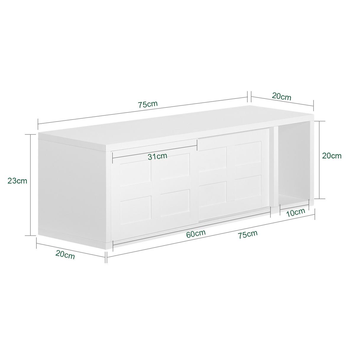 WANDGARDEROBE Weiß - Weiß, Holzwerkstoff (75/23/20cm) - SoBuy