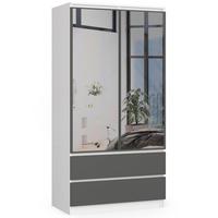 KLEIDERSCHRANK Weiß, Graphit Grau 180/90/51 - Weiß, Holzwerkstoff (90/180/51cm) - RAUMHIRSCH FURNITURE