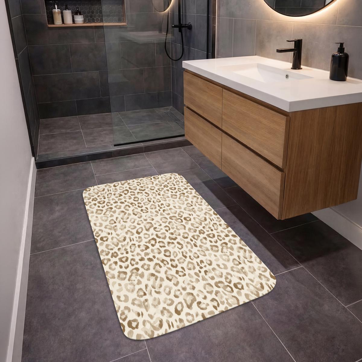BADEMATTE Leopard - Klassisch - Beige 60x90 cm - Hellbraun, Textil (60/90cm) - OnlyWow