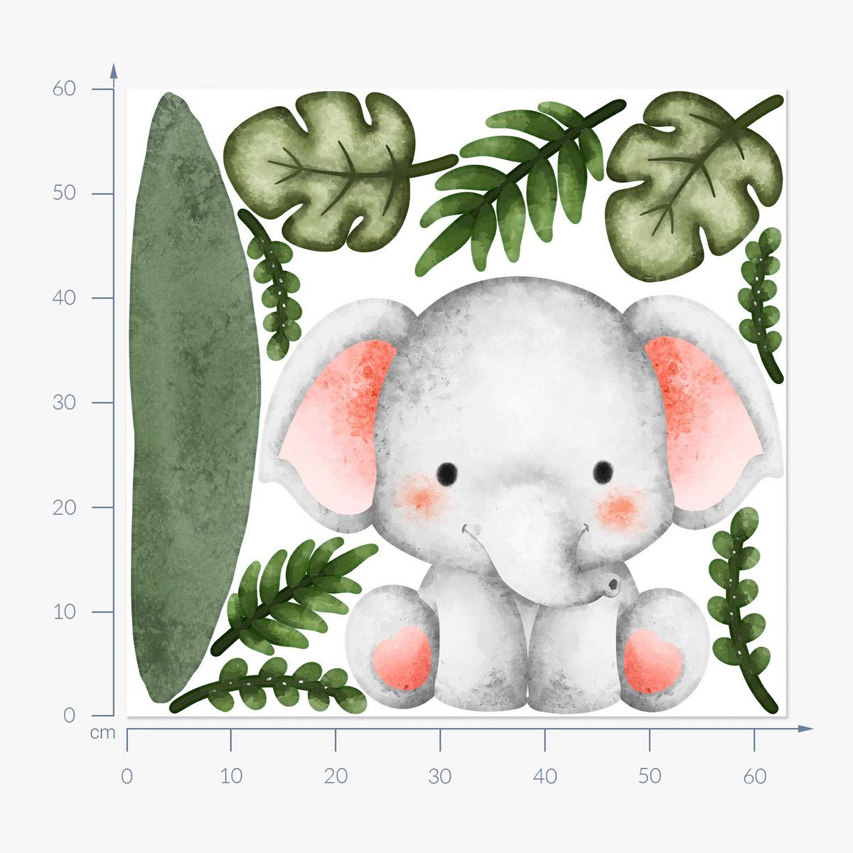 WANDAUFKLEBER 60x63cm - Ein bezaubernder Elefant - Multicolor, Kunststoff (60/63/0.1cm) - Wallfluent