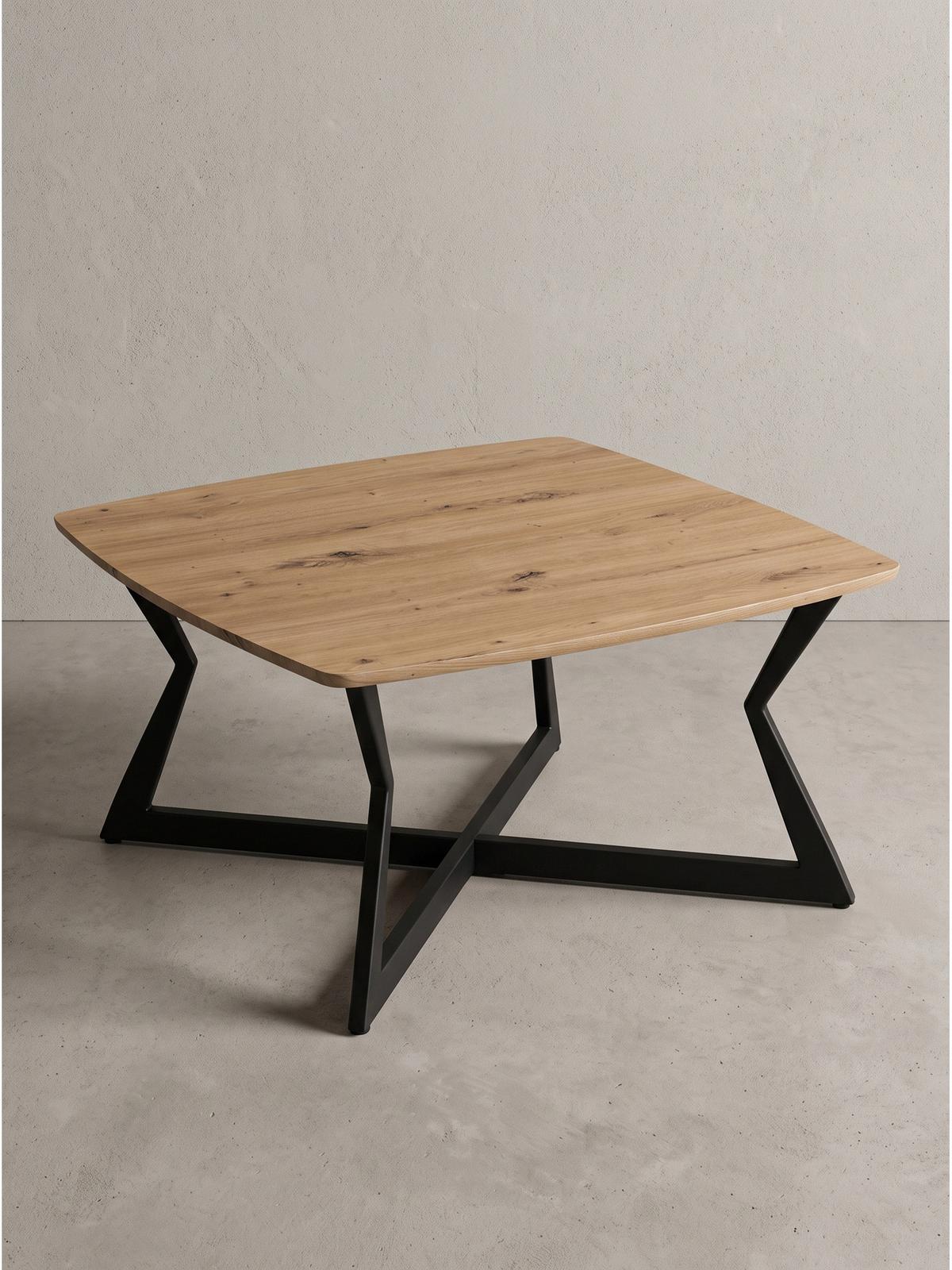 COUCHTISCH PRAIANO, MDF, in Eichenoptik, Eiche-Schwarz, 75 x 75 x 40 cm - Schwarz/Braun, Holzwerkstoff/Metall (75/75/40cm) - KADIMA DESIGN