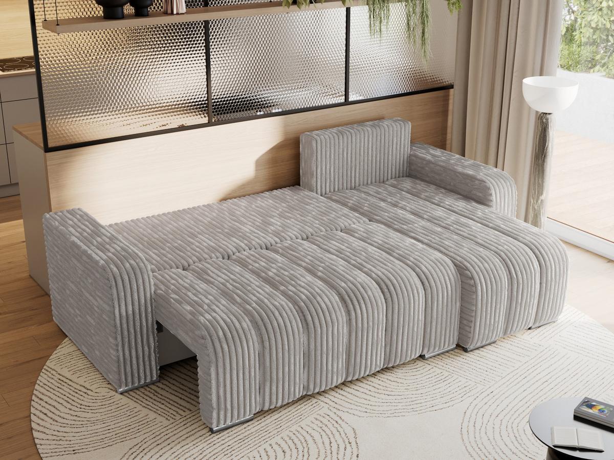 ECKSOFA KIRASSO L Hellgrau Cord - Hellgrau/Grau, Textil (245/147cm) - MKS