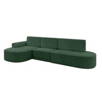 ECKSOFA mit Schlaffunktion Ottomane Links MARI L2-S 368X167X85 Grün Cord - Dunkelgrün/Schwarz, Holzwerkstoff/Kunststoff (368/167cm) - ALTDECOR