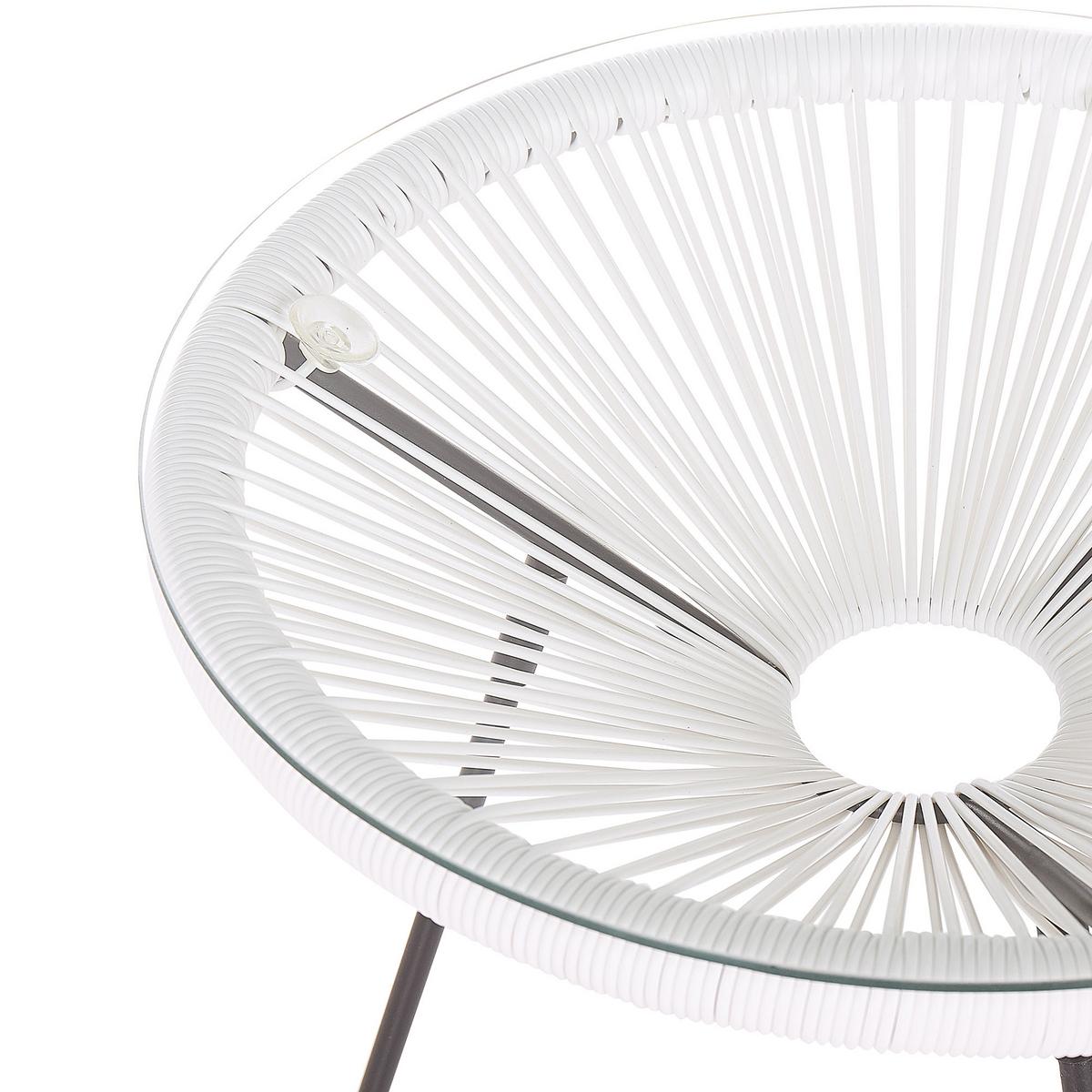 BALKONSET 2-Sitzer Rattan weiß Acapulco II - Schwarz/Weiß, Kunststoff - Beliani