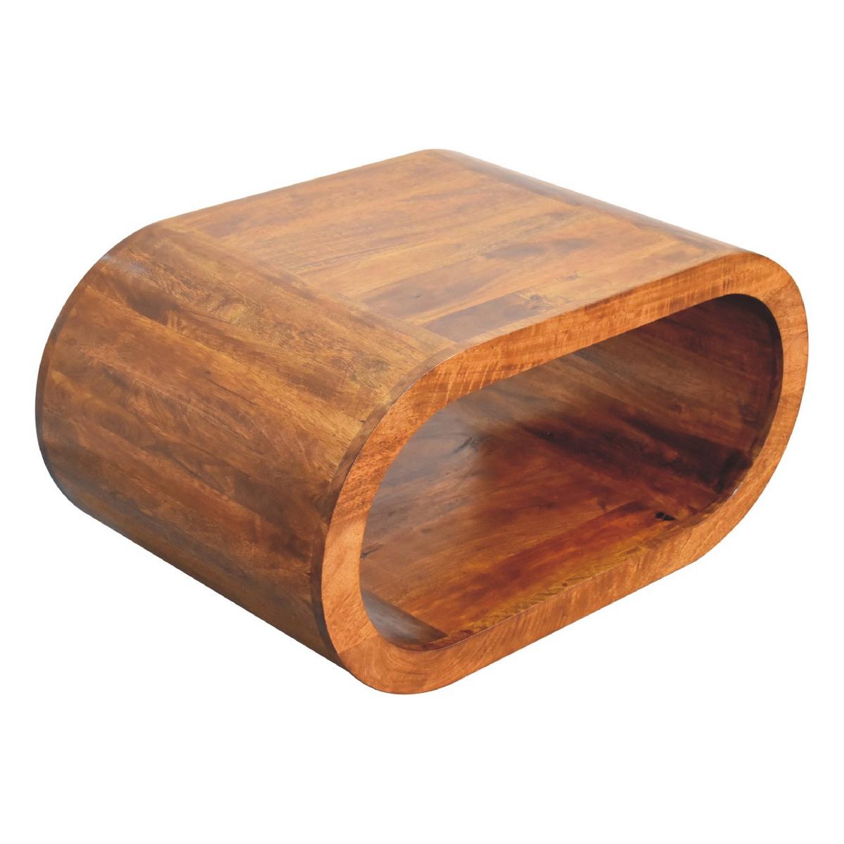 COUCHTISCH Massivholz Amaya, Offenes Fach, Dunkelbraun - Dunkelbraun/Messingfarben, Holz/Metall (50/80/40cm) - Artisan Furniture