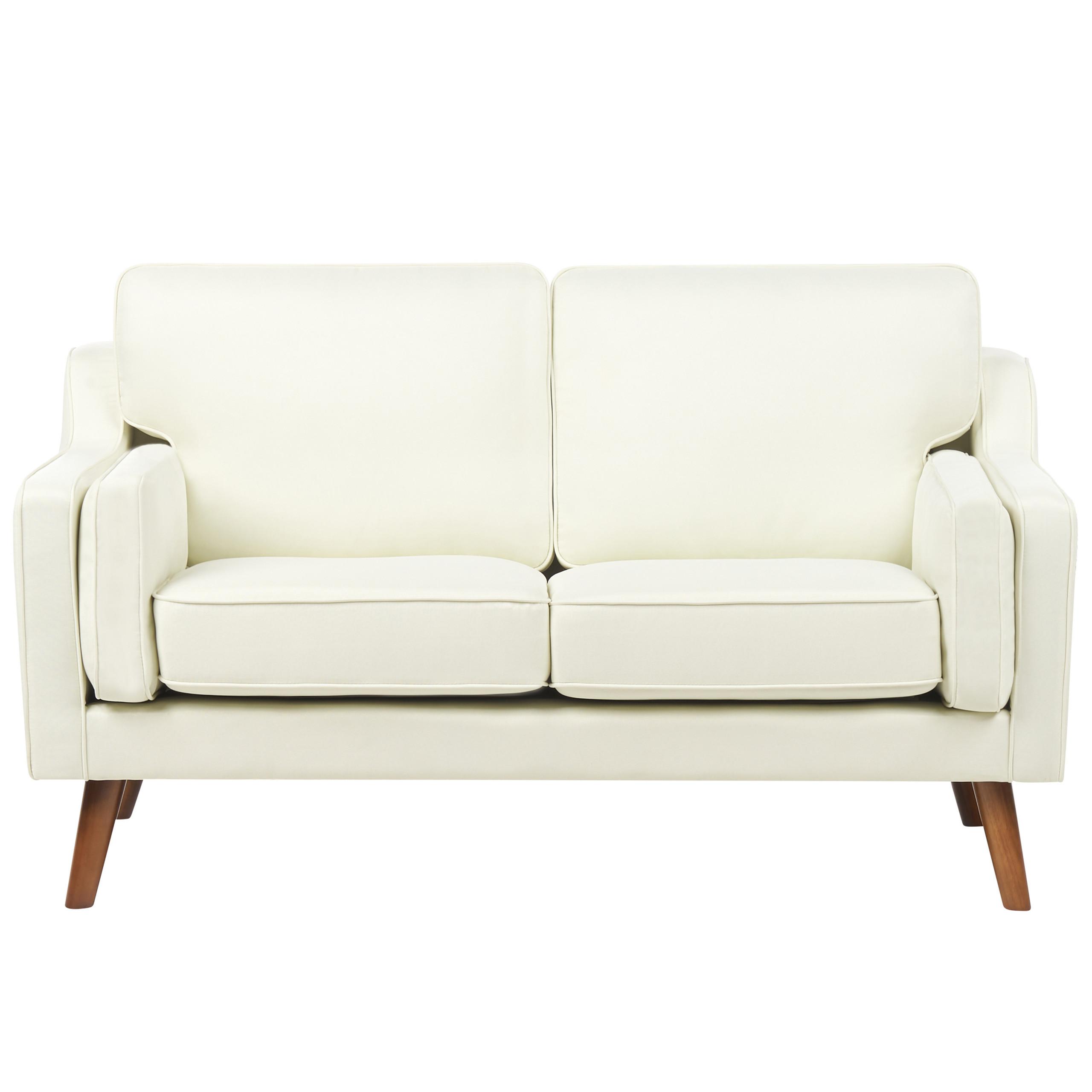 2-SITZER-SOFA cremeweiß Lokka - Hellbraun/Weiß, Textil (150/85/83cm) - Beliani