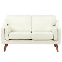2-SITZER-SOFA cremeweiß Lokka - Hellbraun/Weiß, Textil (150/85/83cm) - Beliani