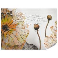 FOTOTAPETE für Esszimmer Große Abstrakte Orange Blumen Blätter 400x280 - Gelb/Orange, Papier (400/280cm) - Muralo