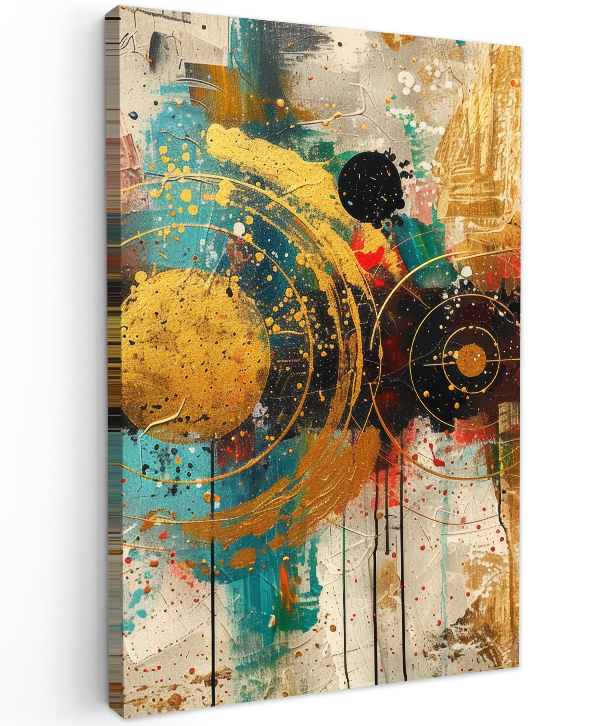 LEINWANDBILD Abstrakt - Kunst - Gold - Modern Wanddeko 40x60 cm - Multicolor, Textil (40/60cm) - MuchoWow