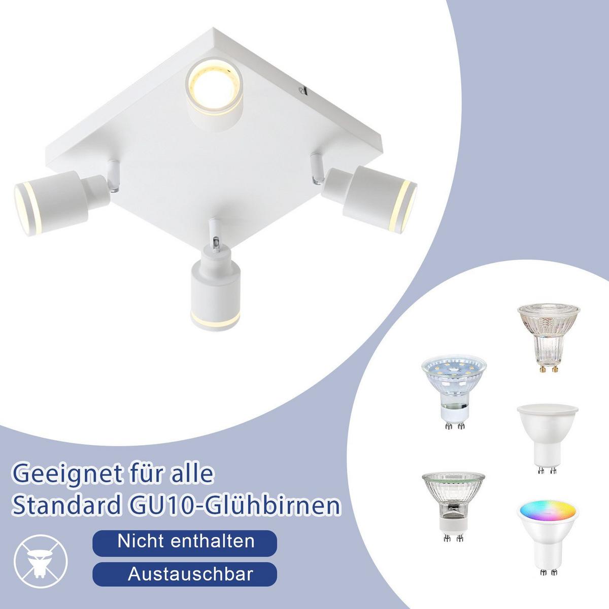 DECKENSTRAHLER Wolfsburg 4-flammig 25/25/17 cm - Weiß, Metall (25/25/17cm) - Nettlife