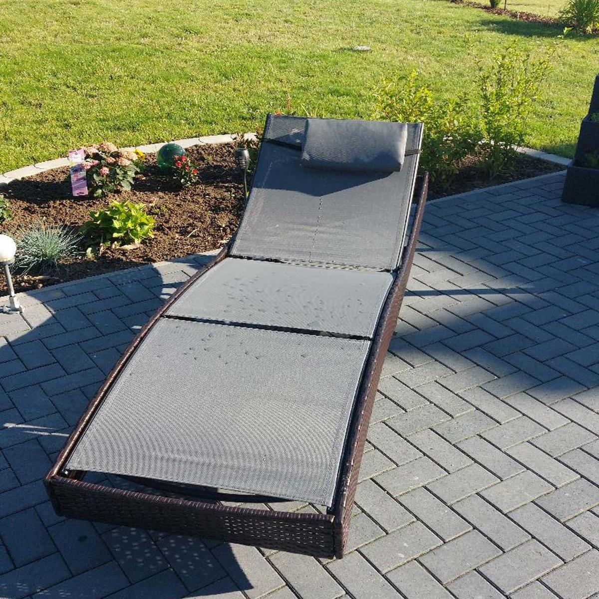 SONNENLIEGE Grau, Schwarz - Schwarz/Grau, Kunststoff (70/88/220cm) - MCW