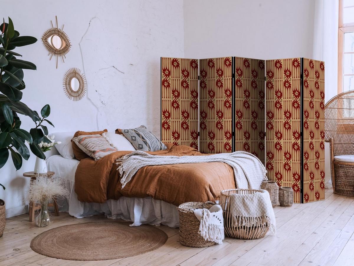 PARAVENT Einseitig Bedruckter 5-tlg 225x172 cm Abstraktion Retro - Rot, Holz/Textil (225/172/3cm) - Muralo
