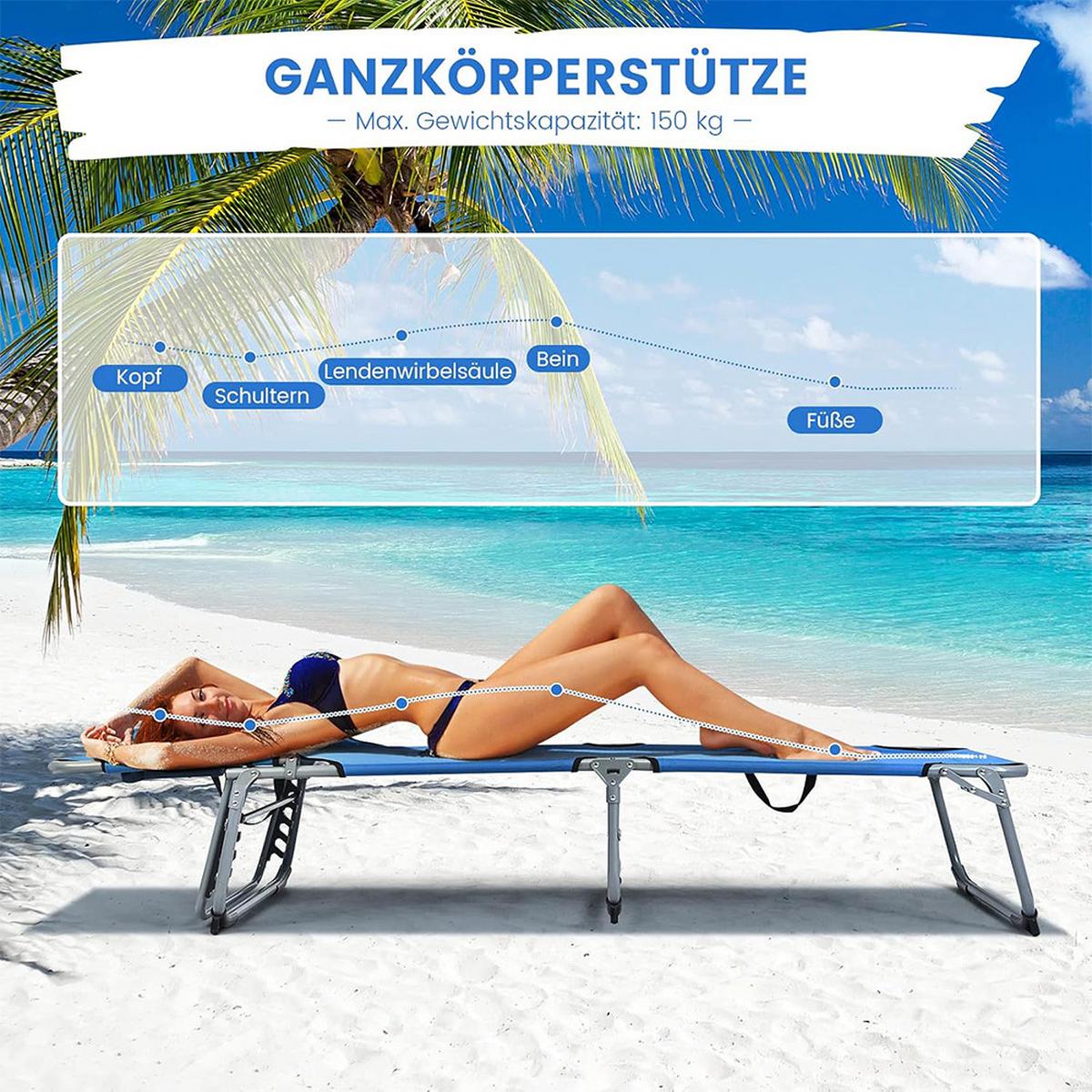 SONNENLIEGE 86cm Blau - Blau, Metall (194/86/60cm) - COSTWAY