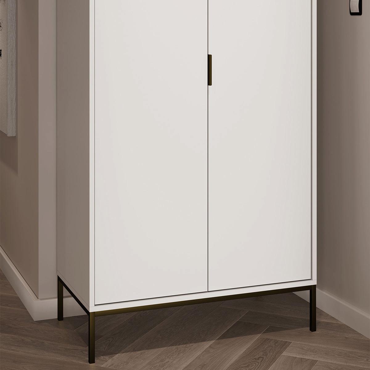 KLEIDERSCHRANK 2 Türen Seattle Weiß und Schwarz - Weiß, Holzwerkstoff (100/205.4/55cm) - Petits-meubles