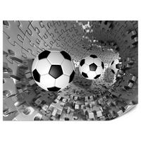 FOTOTAPETE für Wohnzimmer Fußball Puzzle Sport Abstraktion 350x256 - Schwarz/Weiß, Papier (350/256cm) - Muralo