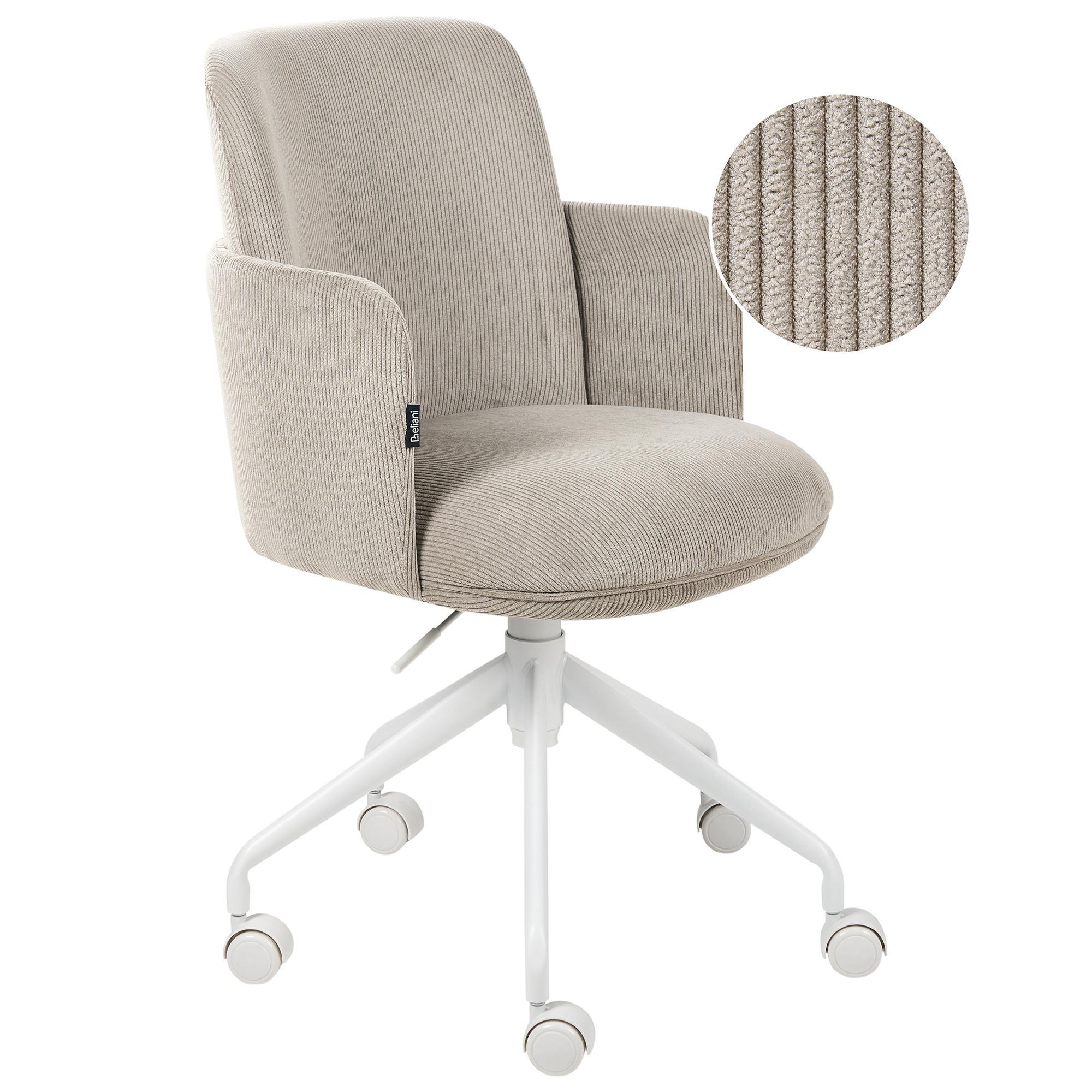 BÜROSTUHL Cord Taupe Dryden - Taupe/Weiß, Textil (60/84/60cm) - Beliani