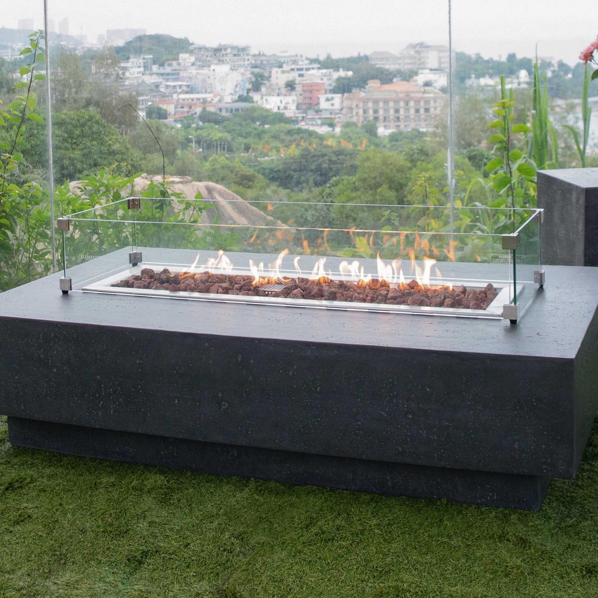 Feuertisch Hampton Faserbeton Dunkelgrau - Dunkelgrau, KONVENTIONELL, Stein/Metall (35/35/142cm) - Gardenson