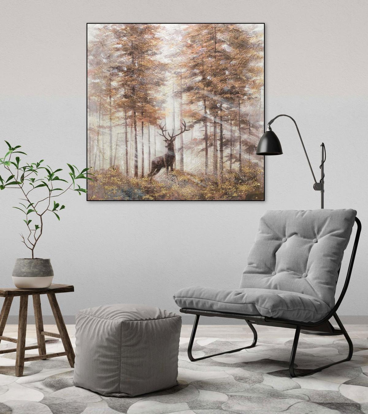 ACRYLBILD HANDGEMALT 80/80 cm - Beige/Braun, Holz/Textil (80/80cm) - KUNSTLOFT