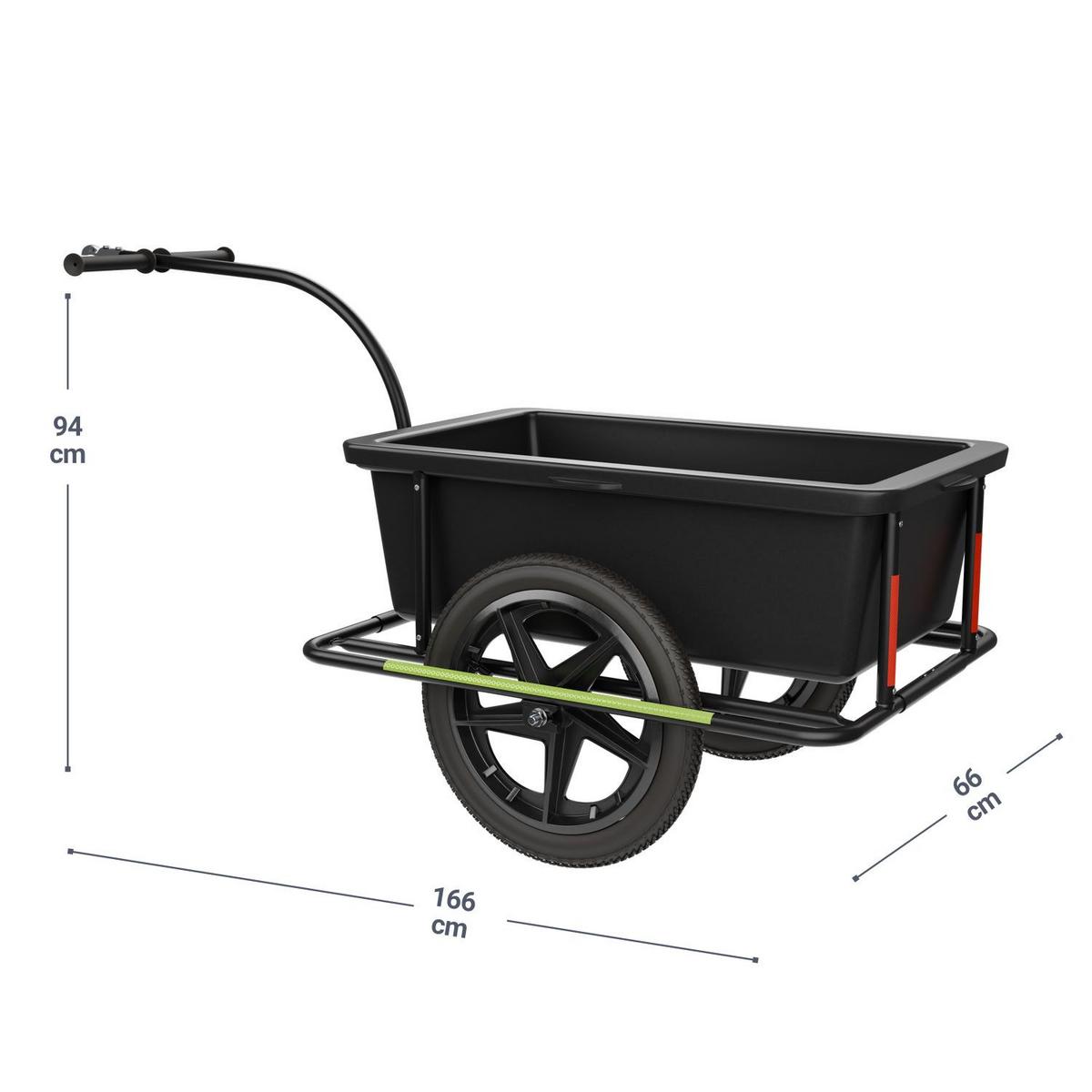 FAHRRADANHÄNGER 90 Liter - Schwarz, Kunststoff (66/94/166cm) - Juskys