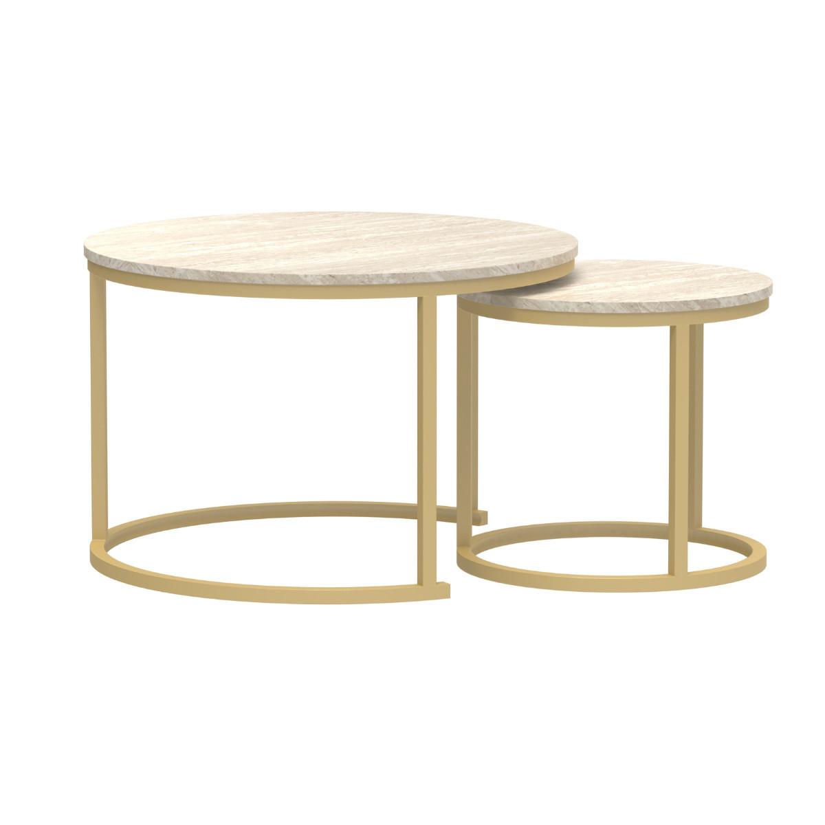 BEISTELLTISCHEN (Set aus 2) 70/70/45,5 cm - Goldfarben, Holzwerkstoff (77.5/70/45.5cm) - Calicosy