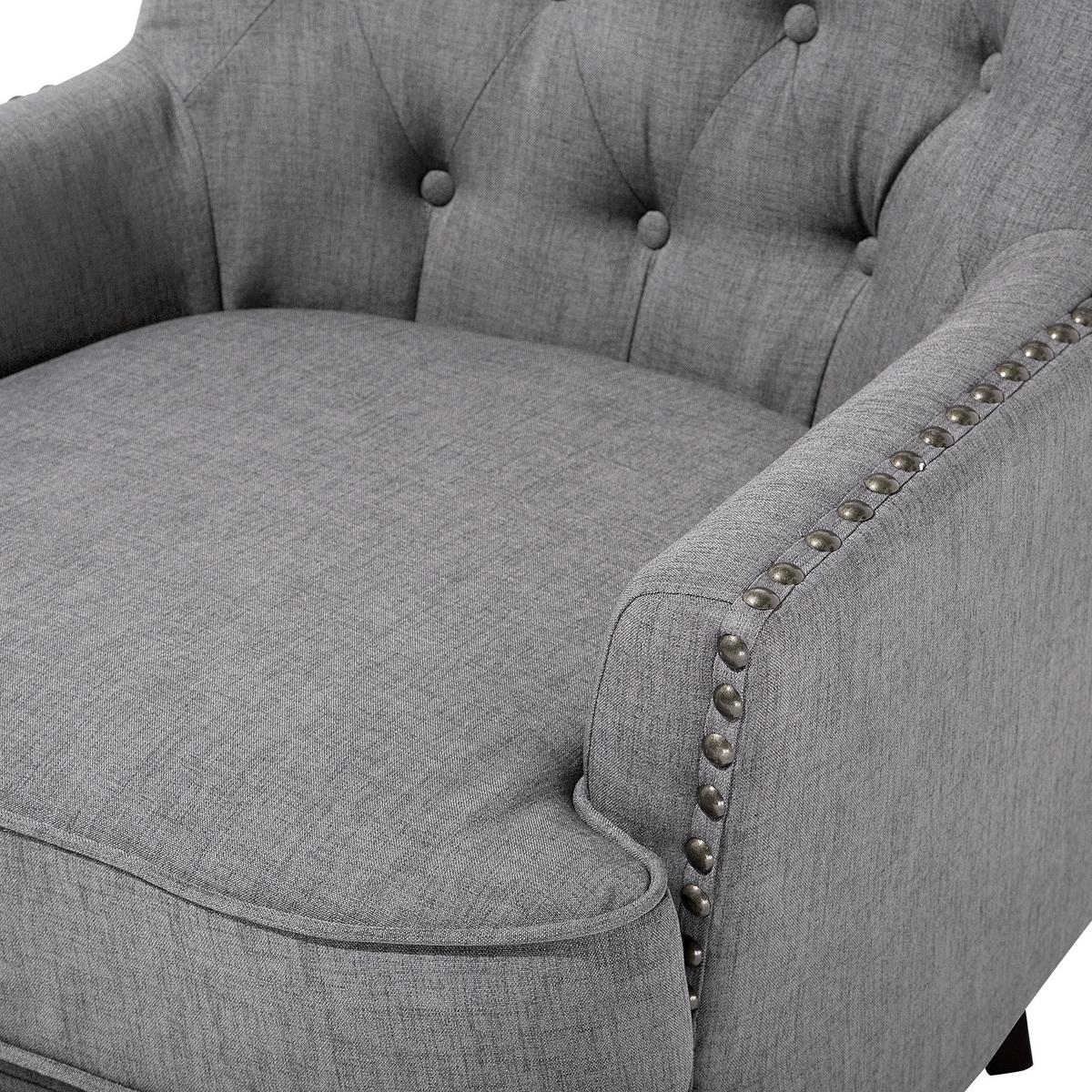 SESSEL Polsterbezug hellgrau Viborg - Dunkelbraun/Grau, Textil (75/93/57cm) - Beliani