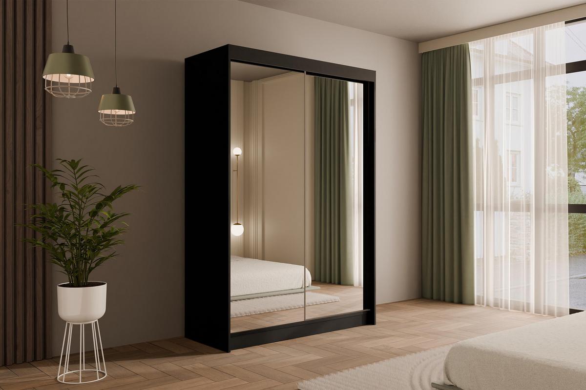 KLEIDERSCHRANK AMOHA - 150 cm - Schwarz - Schwarz, Holzwerkstoff (150/215/61cm) - ALTDECOR