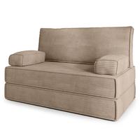 BETTSOFA LADIA aus Schaumstoff Kordstoff Beige Schlaffunktion - Beige, Textil (140/86/60cm) - MASSENO