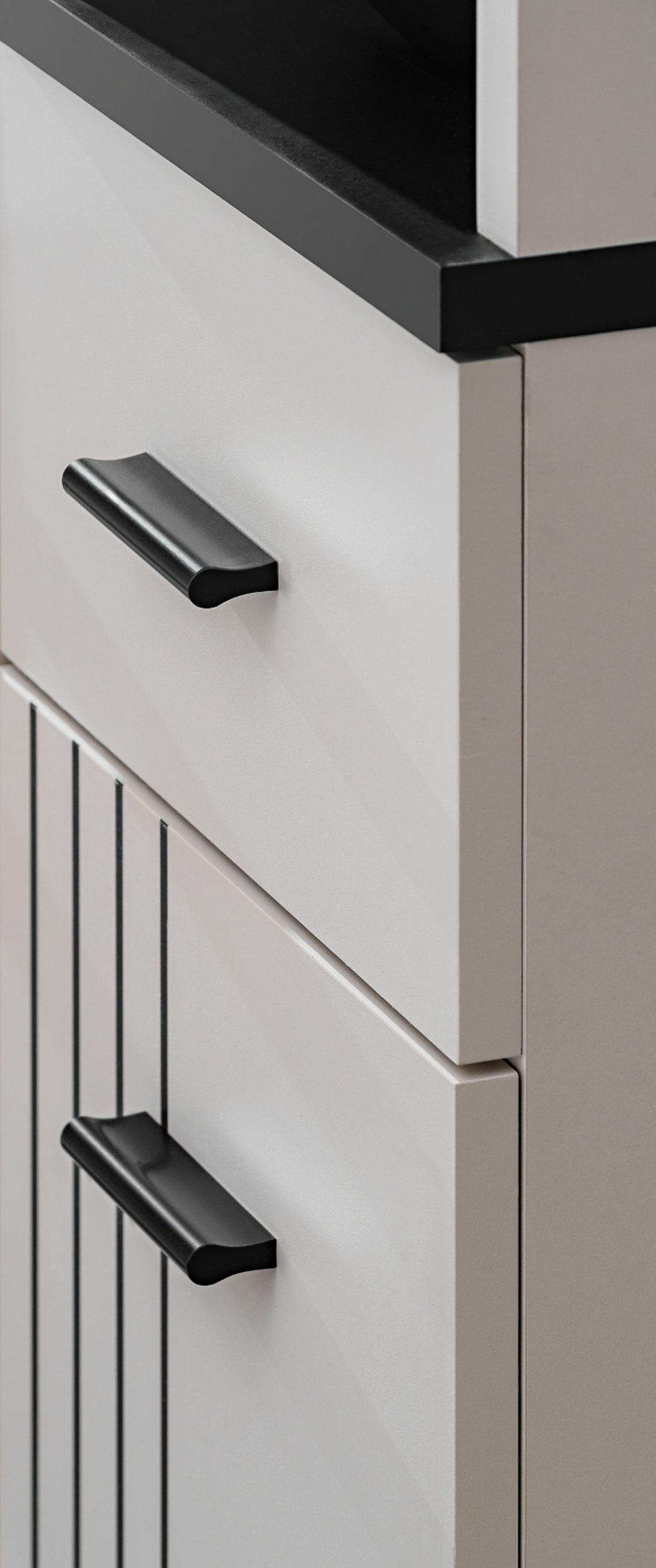GARDEROBEN-SET 3-teilig Kaschmir, schwarz, Flurgarderobe 90 cm mit Stauraum - Kaschmir/Schwarz, Holzwerkstoff/Kunststoff (90/203/32cm) - Inn.Furn
