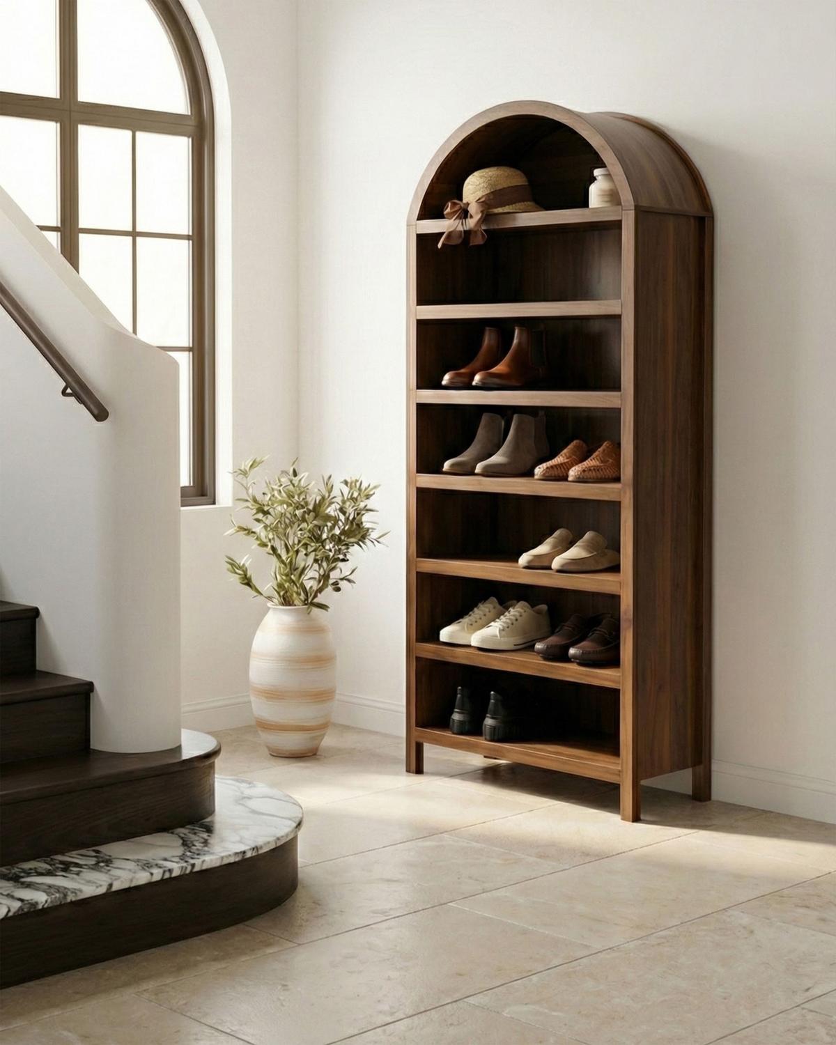 SCHUHSCHRANK Dunkelbraun Lambina - Braun, Holzwerkstoff (75/180/35cm) - Beliani