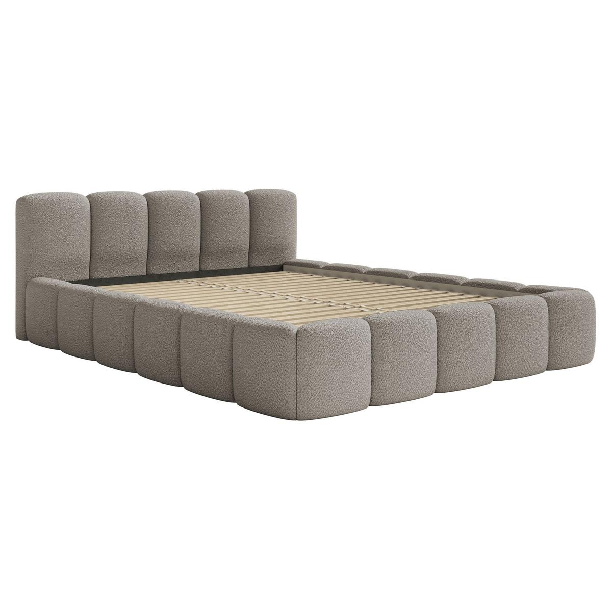 POLSTERBETT Cloudy Low Grau Bouclé, 120x200 cm - Schwarz/Grau, Kunststoff/Textil (120/200cm) - Selsey